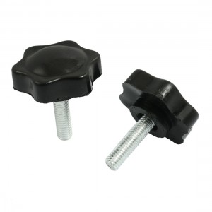 2 Pcs M6 x 20mm Male Thread 32mm Star Head Clamping Knob Black