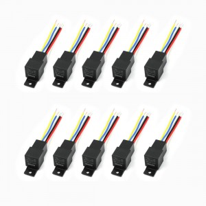 10 Pcs 5 Wire Plastic Socket 5 Pin SPDT 1NO+1NC Car Relay DC 24V Volts 40 Amp