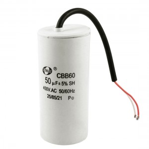 CBB60 Polypropylene Film Motor Run Capacitor 450VAC 50/60Hz 50UF