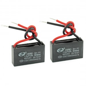 CBB61 AC 450V 1.2uF Two Wired Ceiling Fan Motor Run Capacitor 2 Pcs