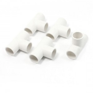 5 Pcs 20mm Hole 3 Ways White PVC Pipe Tee Shaped Connectors Fittings