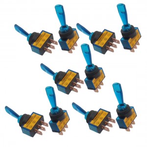 10 Pcs 12VDC 20A ON/OFF Blue Lamp 12mm Mounting Thread Dia. Toggle Switch