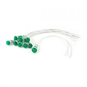 10 Pcs 10mm Hole 2 Wire Cable Green Indicator Pilot Light Lamp DC 12V