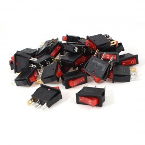 AC 250V/10A 125V/15A 3 Pins SPST Red Light Snap in Boat Rocker Switch 30 Pcs