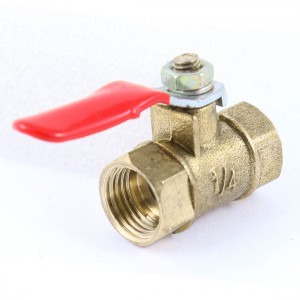 1/4" PT Threaded Dia F/F Red Lever Handle Full Port Brass Ball Valve