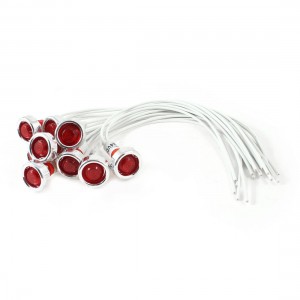 10 Pcs 10mm Mounted Hole White Cable Red Indicator Pilot Lamp DC 24V
