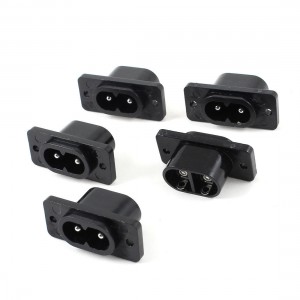 IEC320 C8 Black 2 Pins Terminal Power Plug Inlet Socket AC 250V 2.5A 5 Pcs