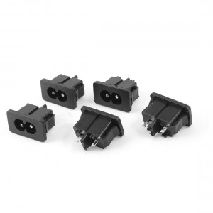 5 Pcs Black 2 Pins IEC320 C8 Type Inlet Plug Power Socket AC 250V 2.5A