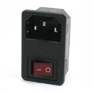 AC 10A 250V Rocker Switch 3 Terminals IEC320 C14 Inlet Male Power Plug