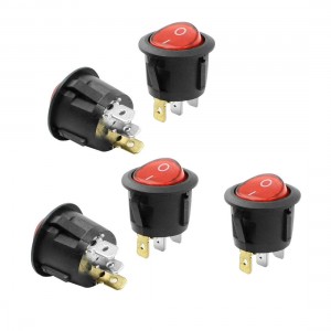 5 Pcs Red Indicator Light SPST 2 Position Rocker Switch 6A 250VAC 10A 125VAC