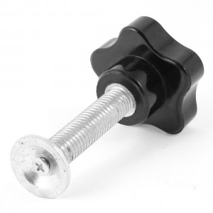 Black 50mm Star Head Dia 12 x 50mm Male Thread Screw On Type Clamping Knob