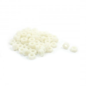 40 Pcs M10 x 9mm Wihte Nylon Hex Hexagonal Threaded Spacer Support
