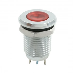 Metal Shell 2 Pin Terminal Red Indicator Light Signal Lamp DC 24V