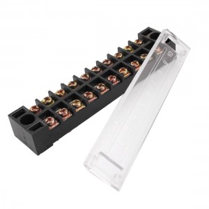 600V 15A Dual Row 10P Screw Connection Barrier Terminal Block Strip