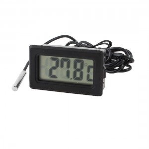 100cm Long Cable Black Plastic Housing LCD Display Digital Thermometer