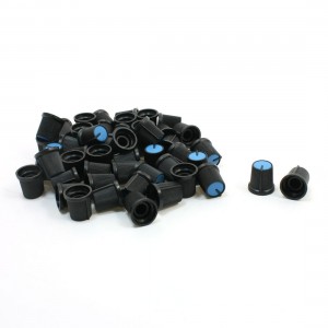 50 Pcs 6mm 15/64" Shaft Dia. Nonslip Potentiometer Knobs Blue Black