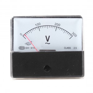 AC 0-300V Class 2.5 Fine Tuning Rectangle Analog Voltage Meter Voltmeter Clear