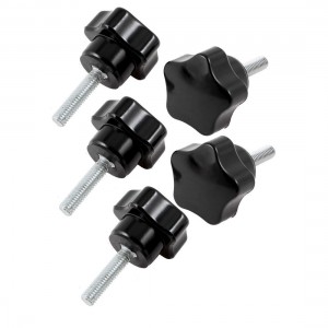 5 Pcs 30mm Star Head M6x25mm Male Thread Screw On Type Clamping Knob