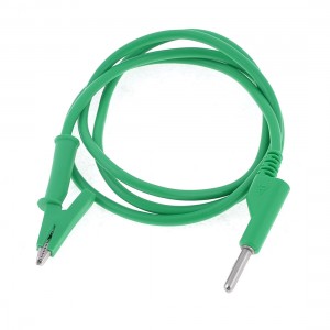 Green PVC Banana Plug to Alligator Test Probe Lead Clamp 1M