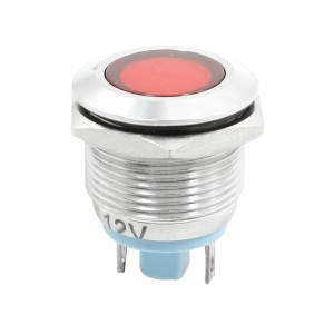 DC 12V 19mm Panle Recessed Red Light Signal Indicator Pilot Lamp