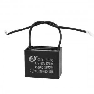 CBB61 4.75uF 450V AC Black Polypropylene Vehicle Motor Run Capacitor