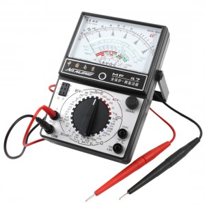 Ohm AC DC Current Measuring White Black Analog Multimeter w Probe Leads