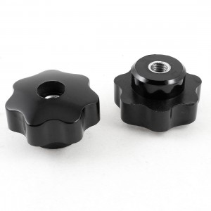 2 Pcs 25mm Height 7mm Female Thread Diameter Black Star Knobs