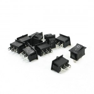 10Pcs Black AC 250V/6A 125V/10A 3 Pin SPDT on/off Rocker Switches