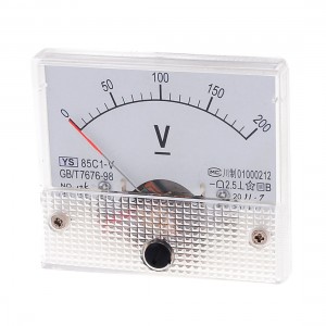 85C1-V Rectangle Dial Panel Mount Voltmeter Gauge DC 0-200V