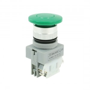 AC 380V 3A 1NO 2-Terminals Green Mushroom Head Top Push Botton Switch