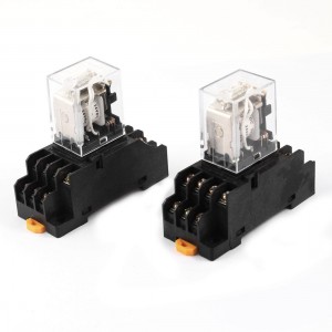 2 Pcs DC24V Coil 4PDT 14 Pins 4NO 4NC DIN Rail Electomagnetic Relay w Socket