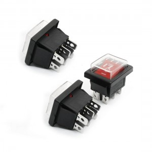 3 Pcs Red Pilot Lamp DPDT Waterproof Snap in Rocker Switch 16A 250VAC 20A 125VAC