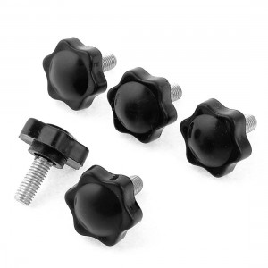 Plastic Pentangle Black Head 1/16"PT Male Thread Clamping Knob Grip 5 Pcs