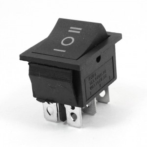 AC 250V/15A 125V/20A 3Way DPDT Snap in Black Button 6Pin Rocker Switch