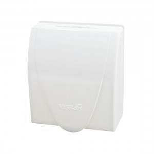 Wallpanel Switch Socket 88x85mm White Plastic Splash Proof Box Case