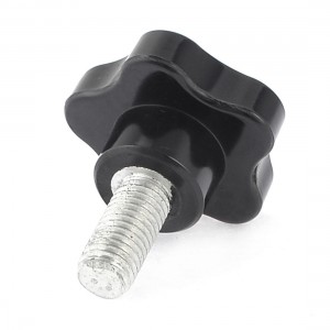 Machine 55mm Height 12mm Diameter Thread Star Clamping Knob Grip Black