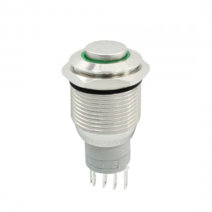 12V Green Illuminated LED 5 Pins Momentary 16mm Button Switch NO NC