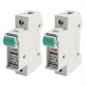 2Pcs HG30-32 1P 10.3x38mm Fuse Link Holder Socket AC 380V 2-32A Gray