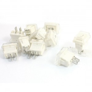 10Pcs 2Pin I/O SPST Waterproof Rocker Switches White AC 3A 250V 6A 125V