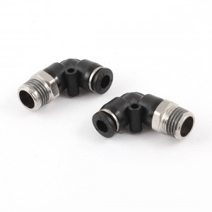 2 Pcs Pneumatic 6mm to 1 4" PT Male Thread 90 Degree Elbow Pipe Quick Connector