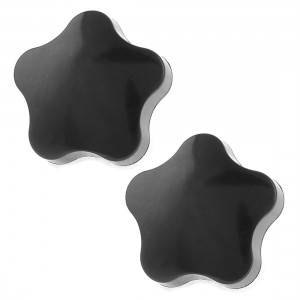 Black Plastic Coated 1/16"PT Female Thread Dia Star Knob 2 Pcs