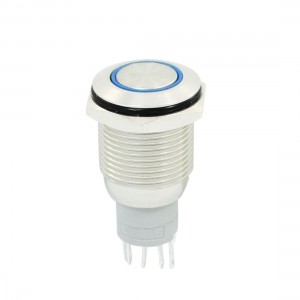Blue LED Light 12V Latching 5 Pin Stainless Steel Button Switch AC 250V 3A