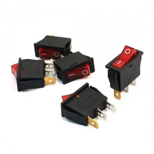 5Pcs Red Pilot Lamp 10A 250VAC 20A 125VAC 3Pin SPST Snap In Boat Rocker Switches