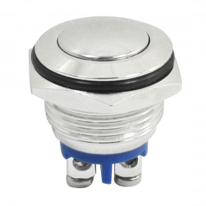 Momentary Metal Push Button Switch Silver Tone 16mm Flush Mount SPST