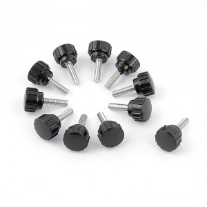 11 Pcs Black Replacement Part M4 x 15mm Male Thread Knurled Grip Knob