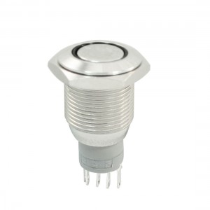 White LED Lamp 24V SPDT Self-Locking 16mm Mounting Flat Button Switch