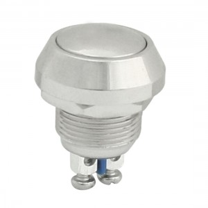 2-Screw Terminals 12mm Mounted SPST Momentary Round Button Switch Silver Tone