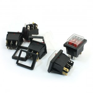 5x On/Off Dual SPST Waterproof Snap in Rocker Switch Red Light Indicator