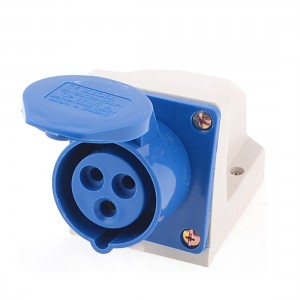 ZZ-113 220-250VAC 16A 2P+E Wirable Industrial Socket Connctor w Cover