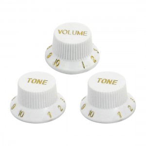 3Pcs 360 Degree Rotary White Plastic Guitar Voice Control Volume Knobs